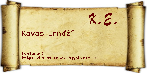 Kavas Ernő névjegykártya